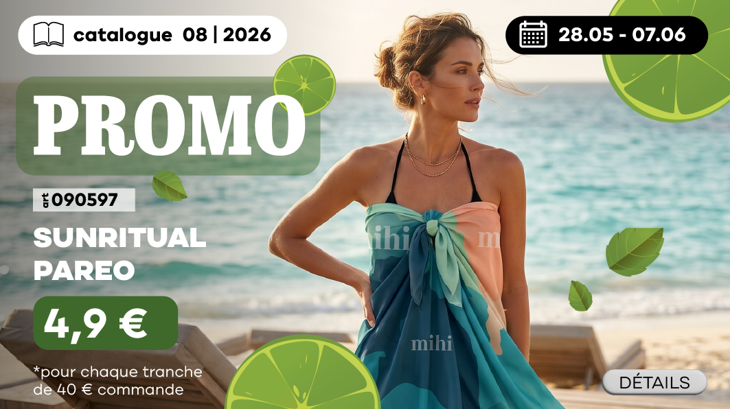 Pareo SUNRITUAL à seulement 4,9€ pour chaque tranche de 40€ d’achat dans le catalogue